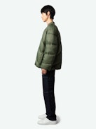 Bony Puffer Coat - Green puffer coat with herringbone quilting, pockets and signature placket.