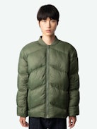 Bony Puffer Coat - Green puffer coat with herringbone quilting, pockets and signature placket.