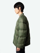 Bony Puffer Coat - Green puffer coat with herringbone quilting, pockets and signature placket.