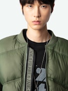 Bony Puffer Coat - Green puffer coat with herringbone quilting, pockets and signature placket.