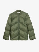 Bony Puffer Coat - Green puffer coat with herringbone quilting, pockets and signature placket.