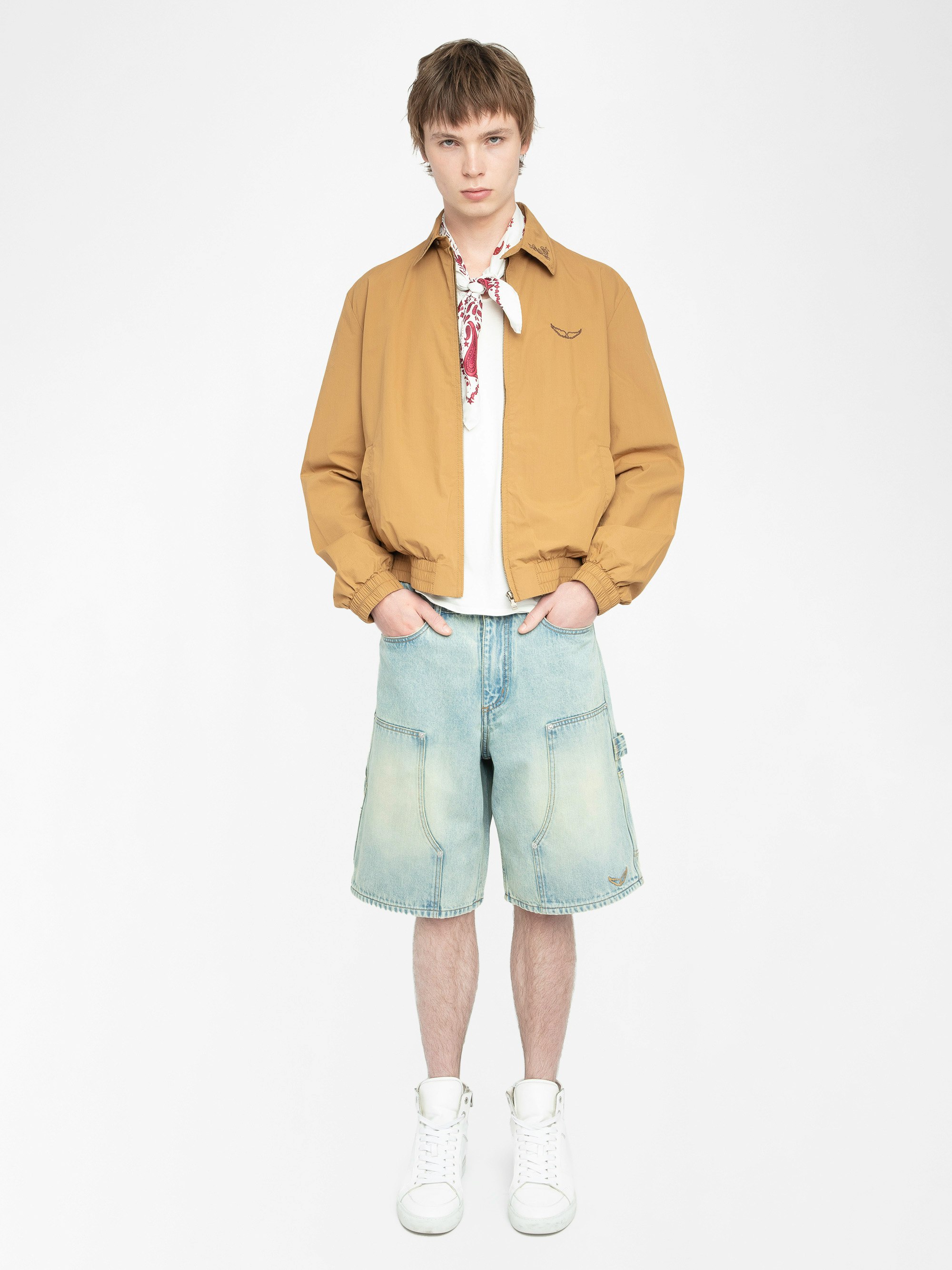 Loann Jacke - Jacke mit Reißverschluss und langen Ärmeln, Flügelstickerei, Kragenstickerei und Western-Stil Rückenschnitt.