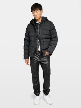 Bowie Puffer Jacket - Short puffer jacket with zip closure and hood, functional pockets and elasticated cuffs, wing embroidery at front and print at back.