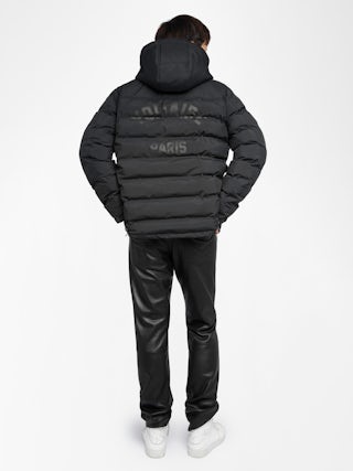 Bowie Puffer Jacket - Short puffer jacket with zip closure and hood, functional pockets and elasticated cuffs, wing embroidery at front and print at back.