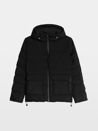 Bowie Puffer Jacket - Short puffer jacket with zip closure and hood, functional pockets and elasticated cuffs, wing embroidery at front and print at back.