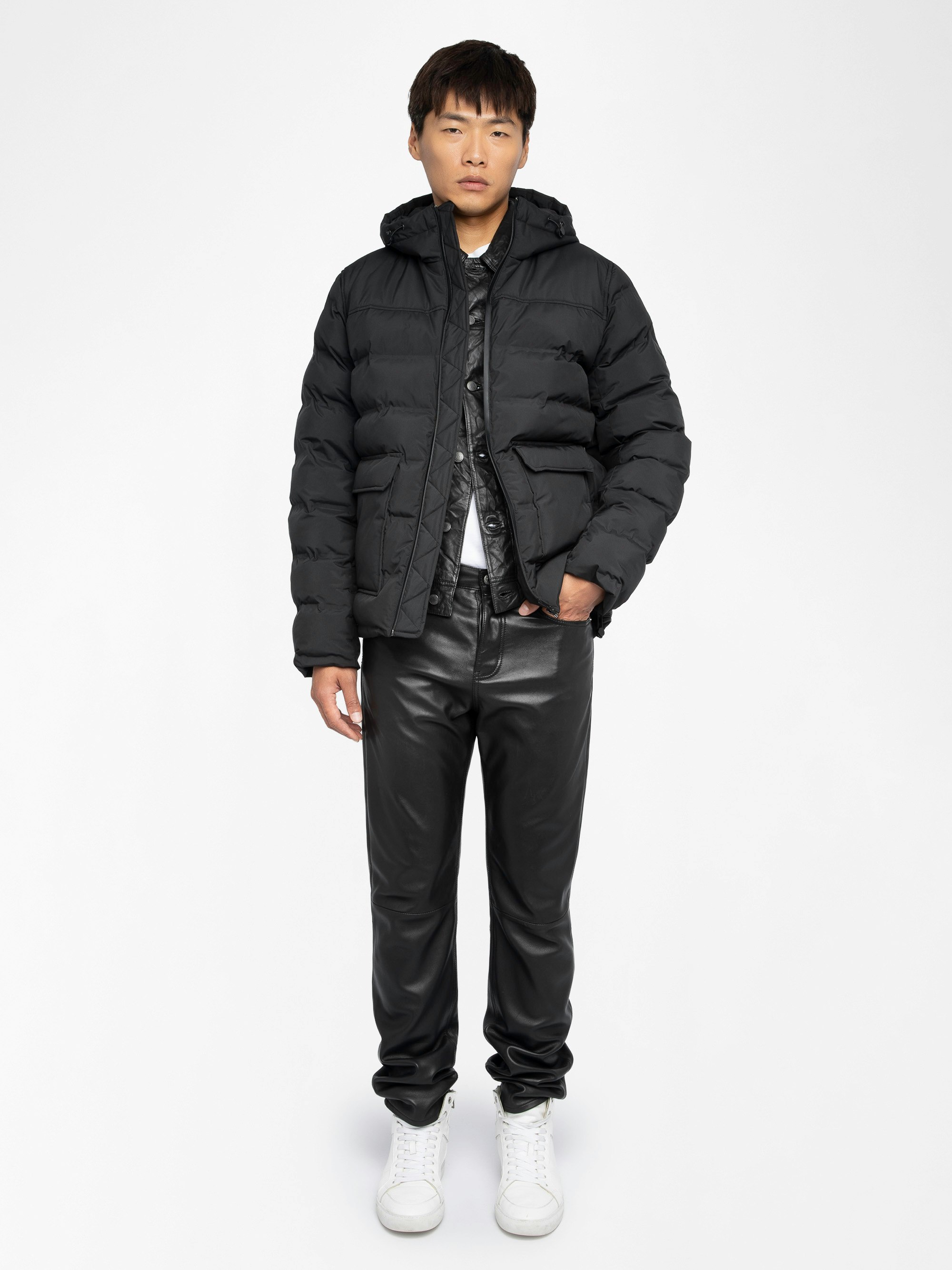Bowie Puffer Jacket - Short puffer jacket with zip closure and hood, functional pockets and elasticated cuffs, wing embroidery at front and print at back.