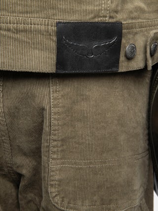 Bases Velvet Jacket - Velvet jacket, long sleeves with button closure and wing embroidery on the back.