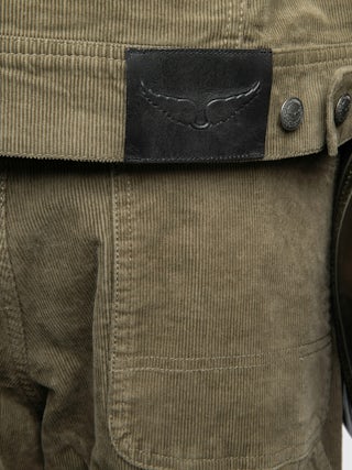 Blouson Bases Velours - Blouson en velour, manches longues à fermeture boutonnée avec broderies ailes au dos.