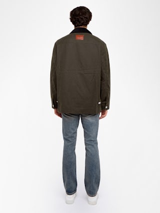 Boye Parka - Cotton-coated jacket, contrasting velvet collar, button closure with patch pockets and wing jacron patch on the back.