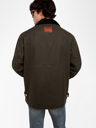 Boye Parka - Cotton-coated jacket, contrasting velvet collar, button closure with patch pockets and wing jacron patch on the back.