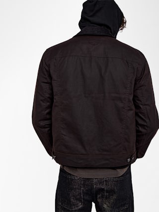 Bases Jacket - jacket in coated cotton, long sleeves with button closure and wing embroideries on the back.