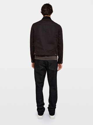 Blouson Bases - Blouson en coton ciré, manches longues à fermeture boutonnée avec broderies ailes au dos.