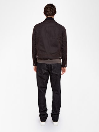 Blouson Bases - Blouson en coton ciré, manches longues à fermeture boutonnée avec broderies ailes au dos.