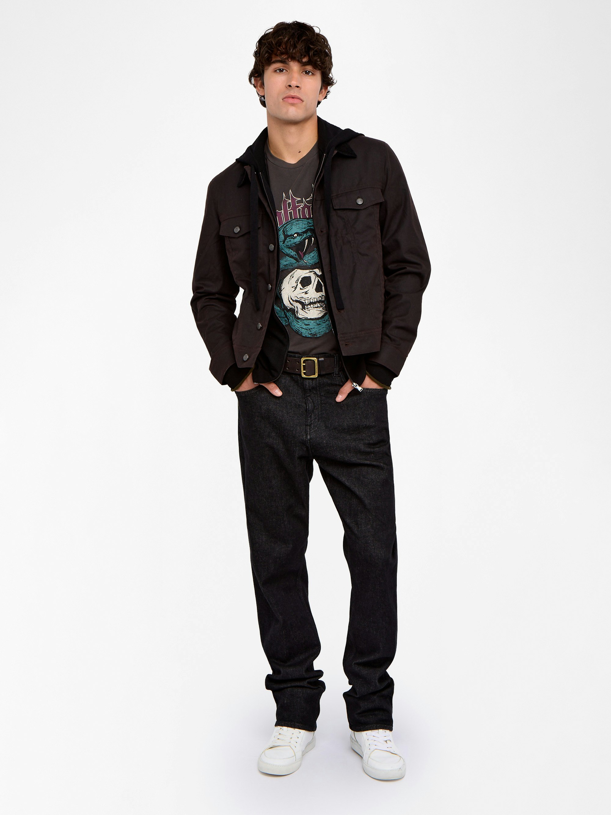 Bases Jacket - jacket in coated cotton, long sleeves with button closure and wing embroideries on the back.