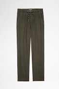 Linen Pixel Trousers - Men's khaki linen trousers