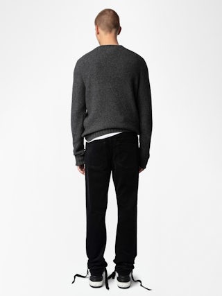 Pantalone Steeve Velluto a Coste - Pantalone aderente in velluto a coste con apertura a bottoni.