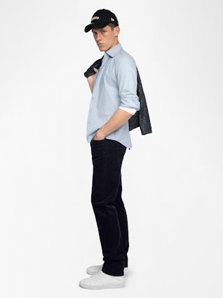 Steeve Corduroy Trousers - Corduroy pants with button opening.