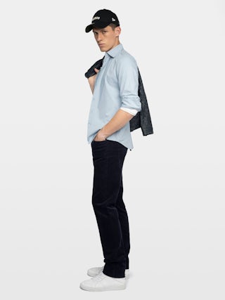 Steeve Corduroy Trousers - Corduroy pants with button opening.