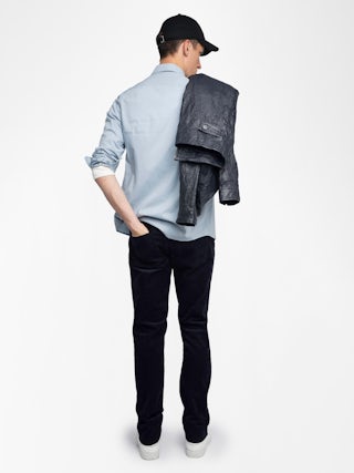 Steeve Corduroy Trousers - Corduroy pants with button opening.