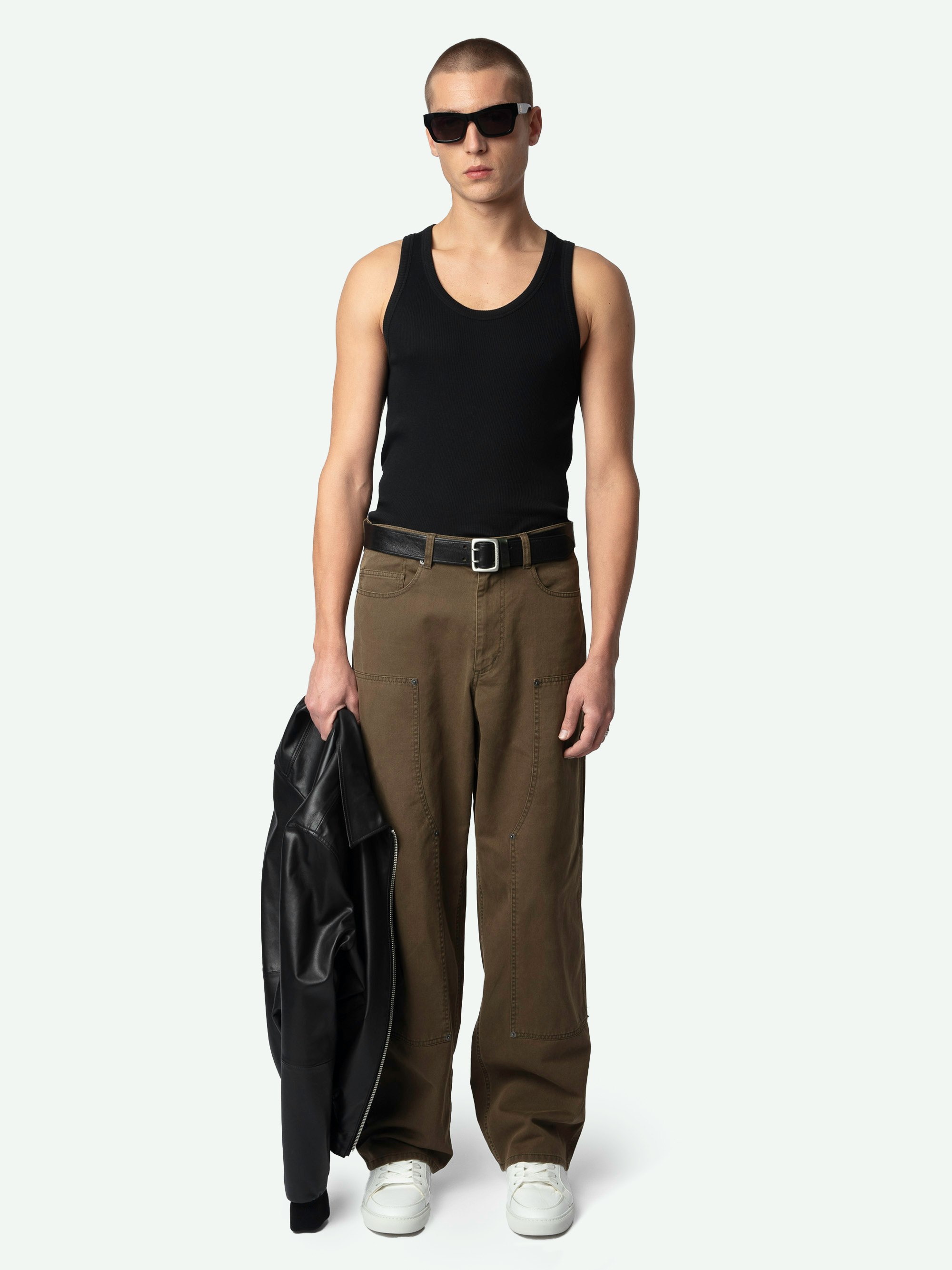 Perry Trousers - Brown organic cotton worker trousers with pockets and rivets.