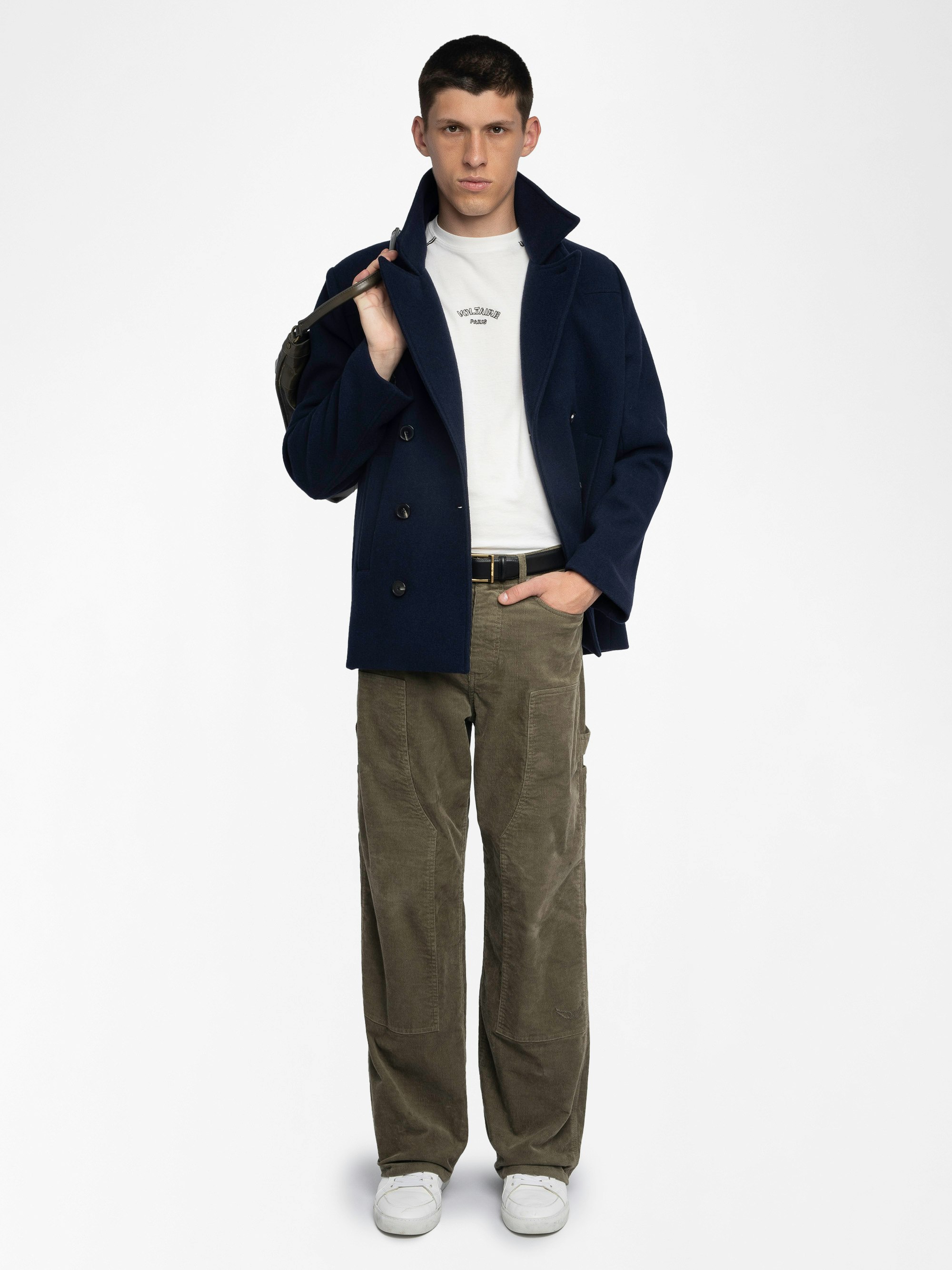 Pery Trousers - Worker-style trousers with rivet and wing patch details.