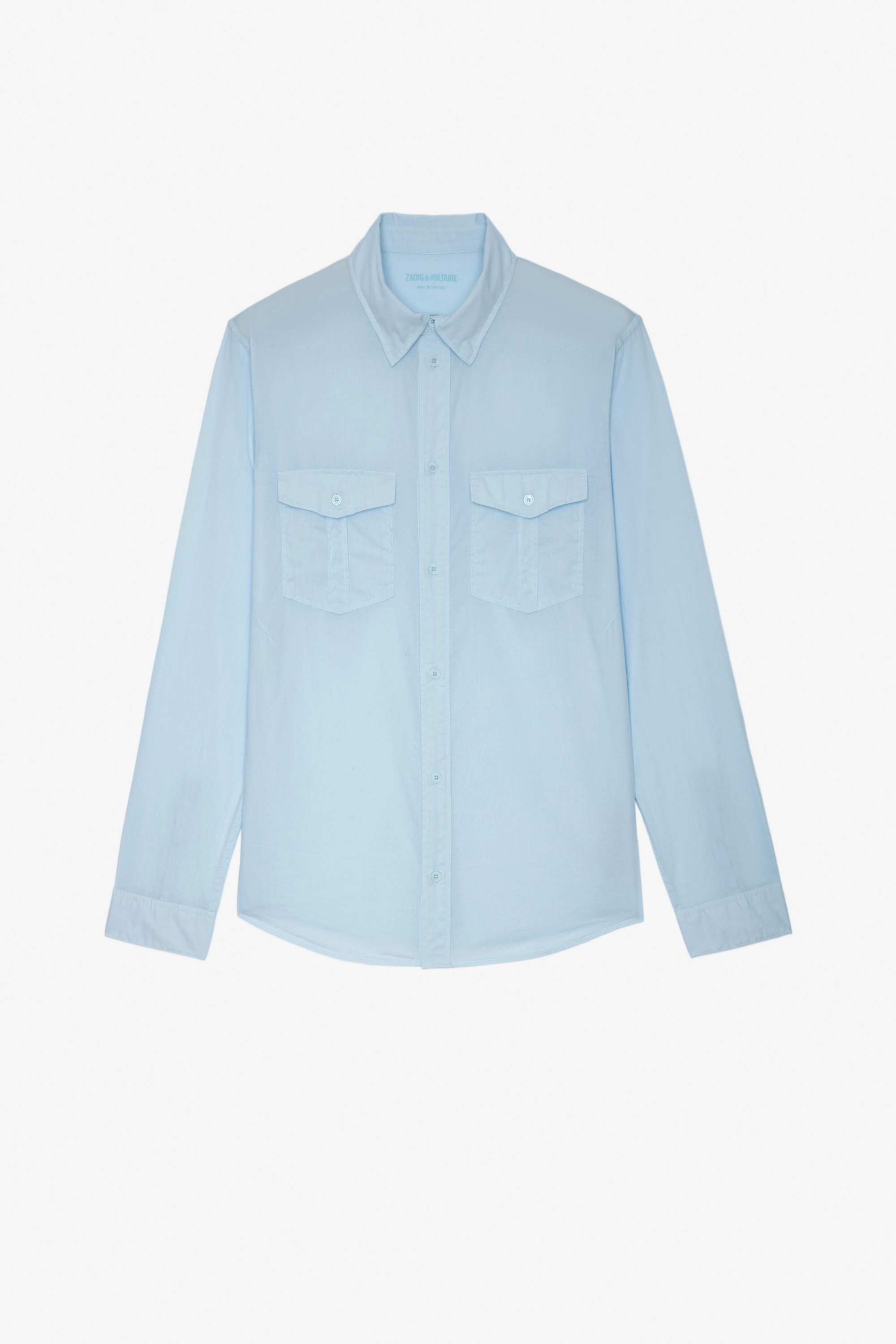 Camisa Thibaut Camisa clásica azul claro de algodón para hombre