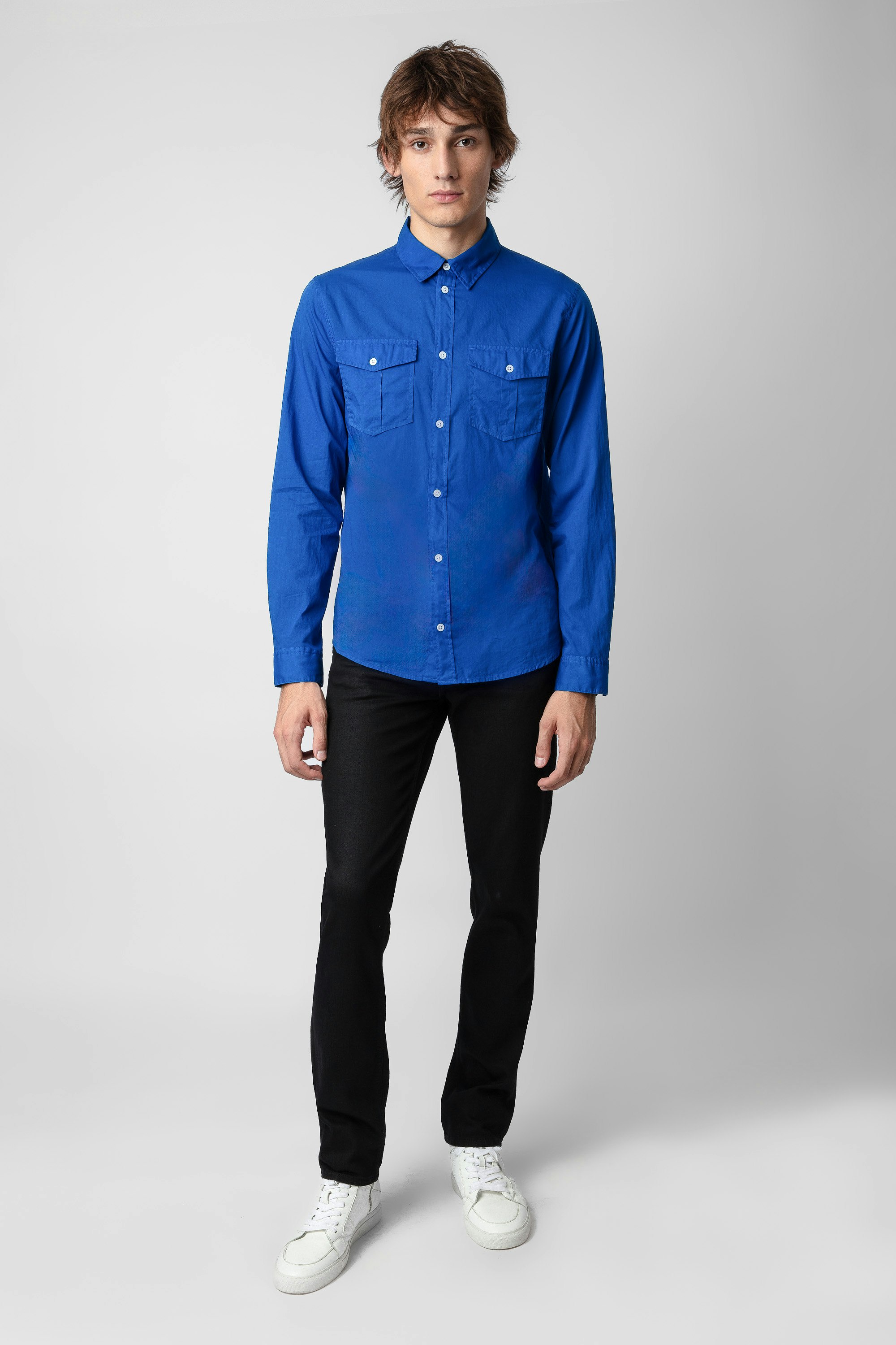 Hemd Thibault - Herrenhemd aus blauer Baumwolle