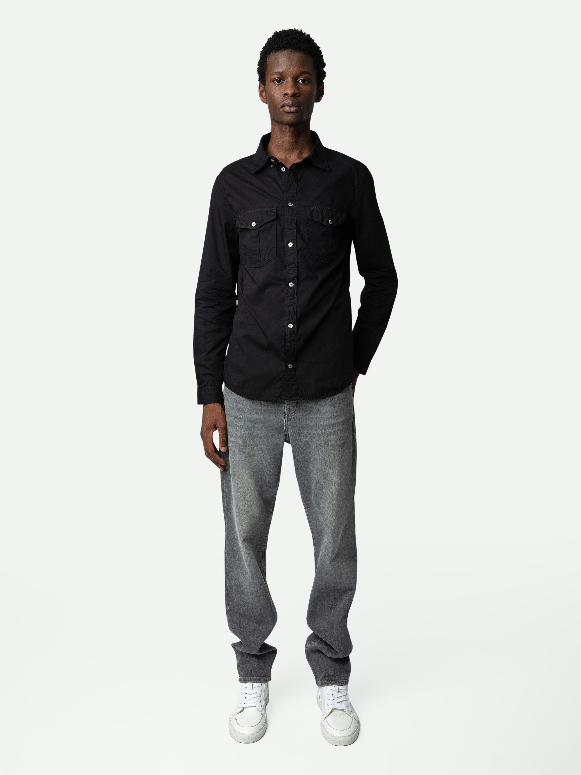 Camicia Thibault - Camicia in cotone nero da uomo