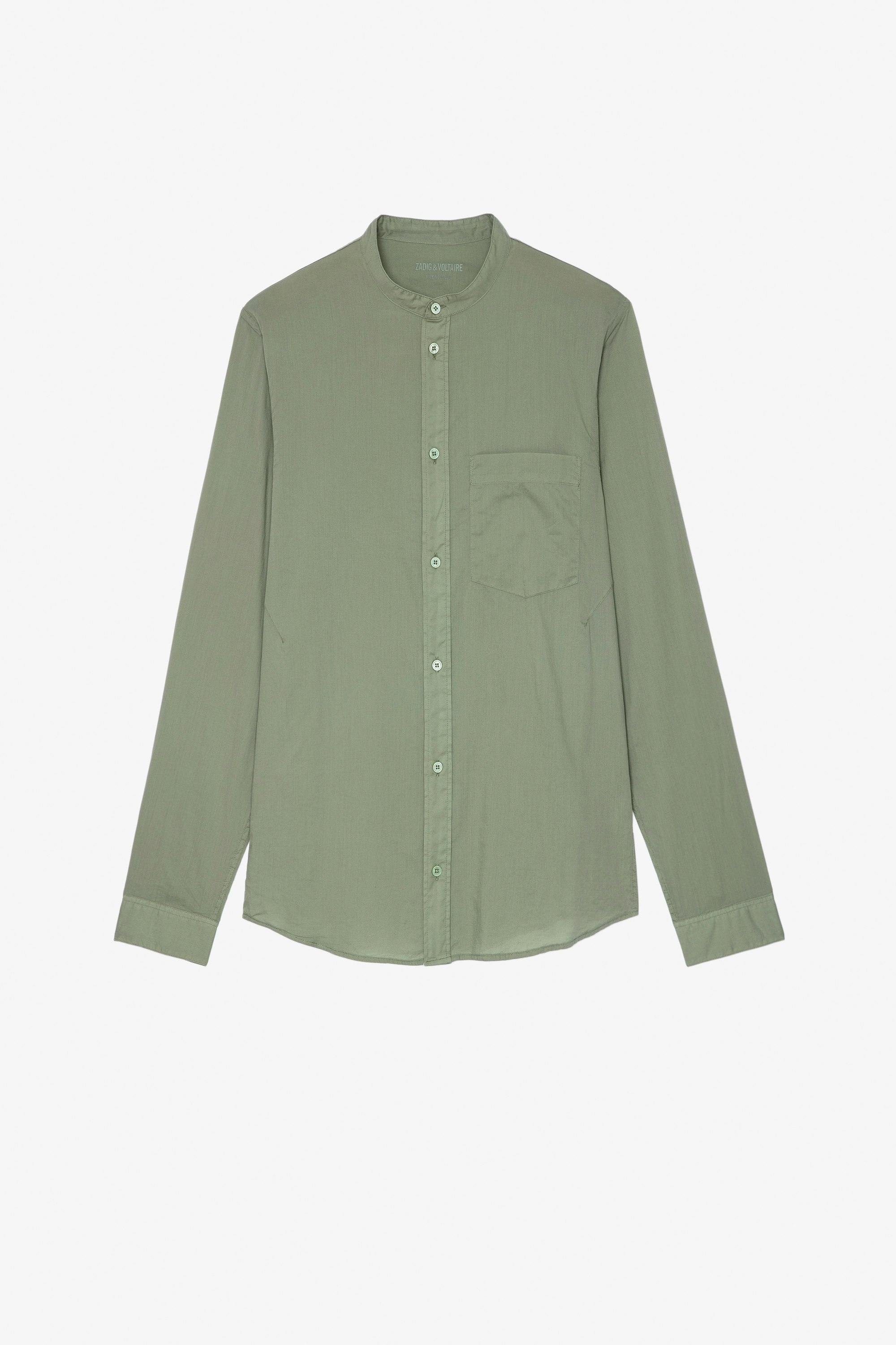 Camisa Thibaut Camisa militar verde de algodón abotonada para hombre