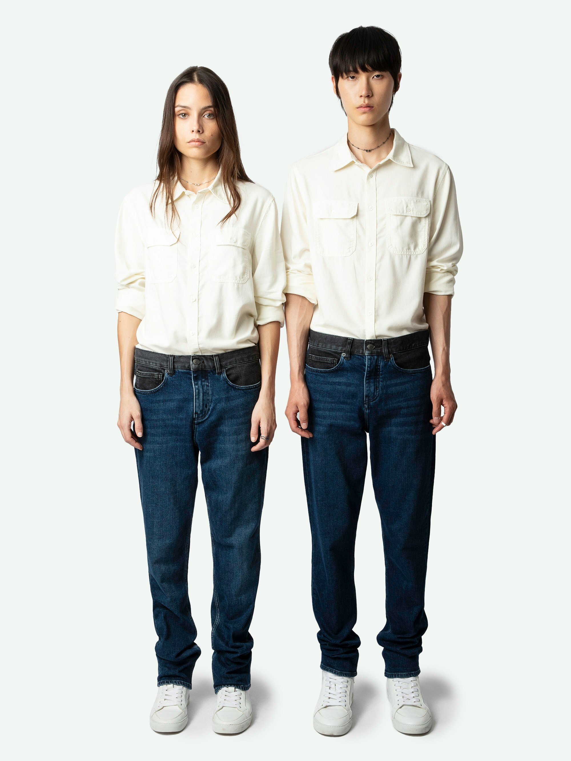 Camisa Stan - Camisa recta y fluida de color crudo, de manga larga, con bolsillos con solapa.