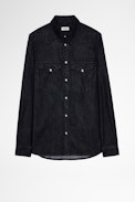 Stan Denim Shirt - Men's Art Lover black cotton-denim shirt. This product is GOTS certified and made with fibers from organic farming.