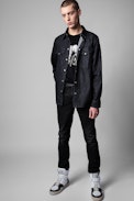 Stan Denim Shirt - Men's Art Lover black cotton-denim shirt. This product is GOTS certified and made with fibers from organic farming.