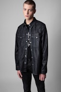 Stan Denim Shirt - Men's Art Lover black cotton-denim shirt. This product is GOTS certified and made with fibers from organic farming.
