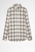 Stan Shirt - Men's checked shirt in beige cotton