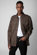 Camicia Serge - Camicia militare in serge di cotone bronzo uomo