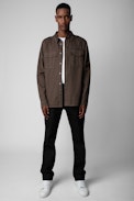 Camicia Serge - Camicia militare in serge di cotone bronzo uomo