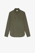 Hemd Serge Tab - Langärmeliges Military-Herrenhemd aus khakifarbenem Baumwolltwill