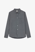 Camicia Stan - Camicia in cotone grigio chiaro con stampa fotografica palma sul retro - Uomo