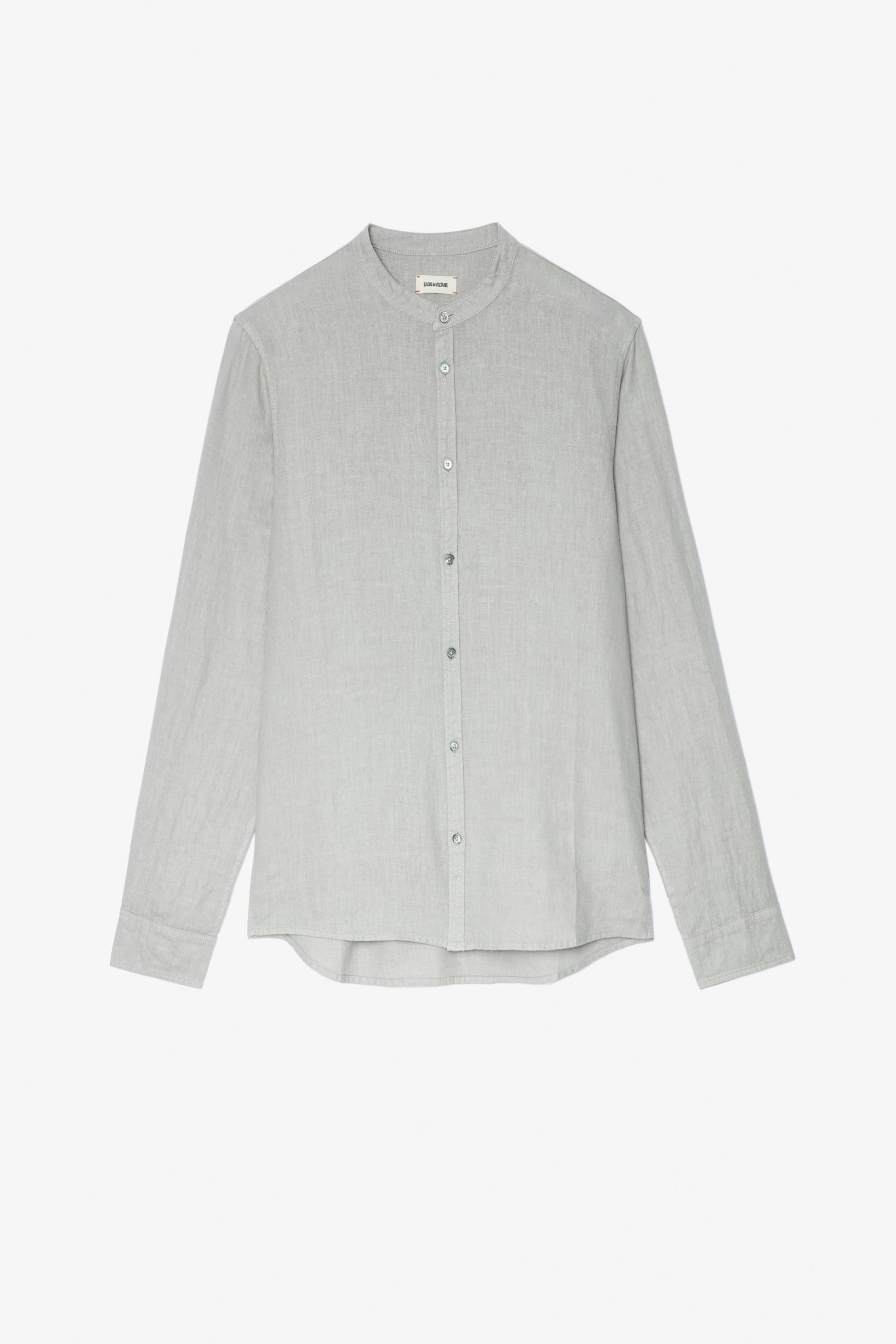 Stan Shirt Men's light grey linen shirt