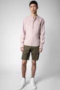 Camicia Stan - Camicia in lino malva - Uomo