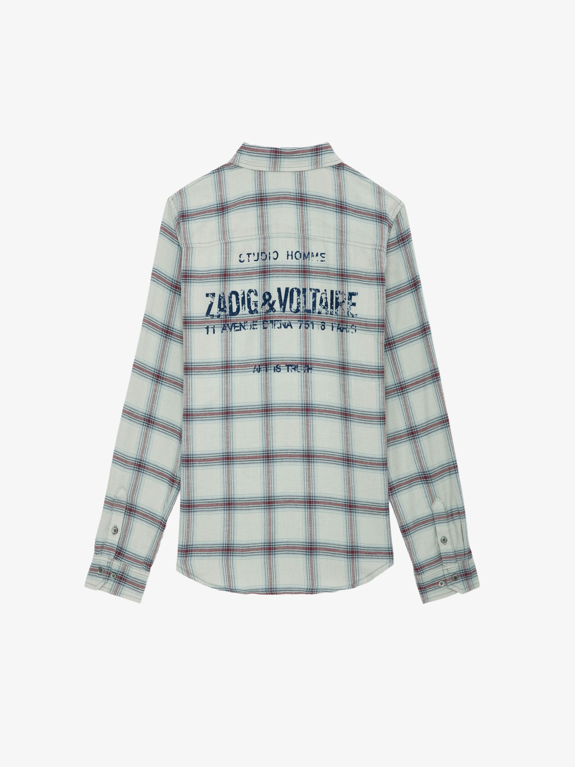 Stan Shirt- Oyster Checked Grey Cotton Flannel | Zadig&Voltaire