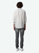 Thibault Shirt - Long-sleeved round neck cotton voile shirt with pocket.