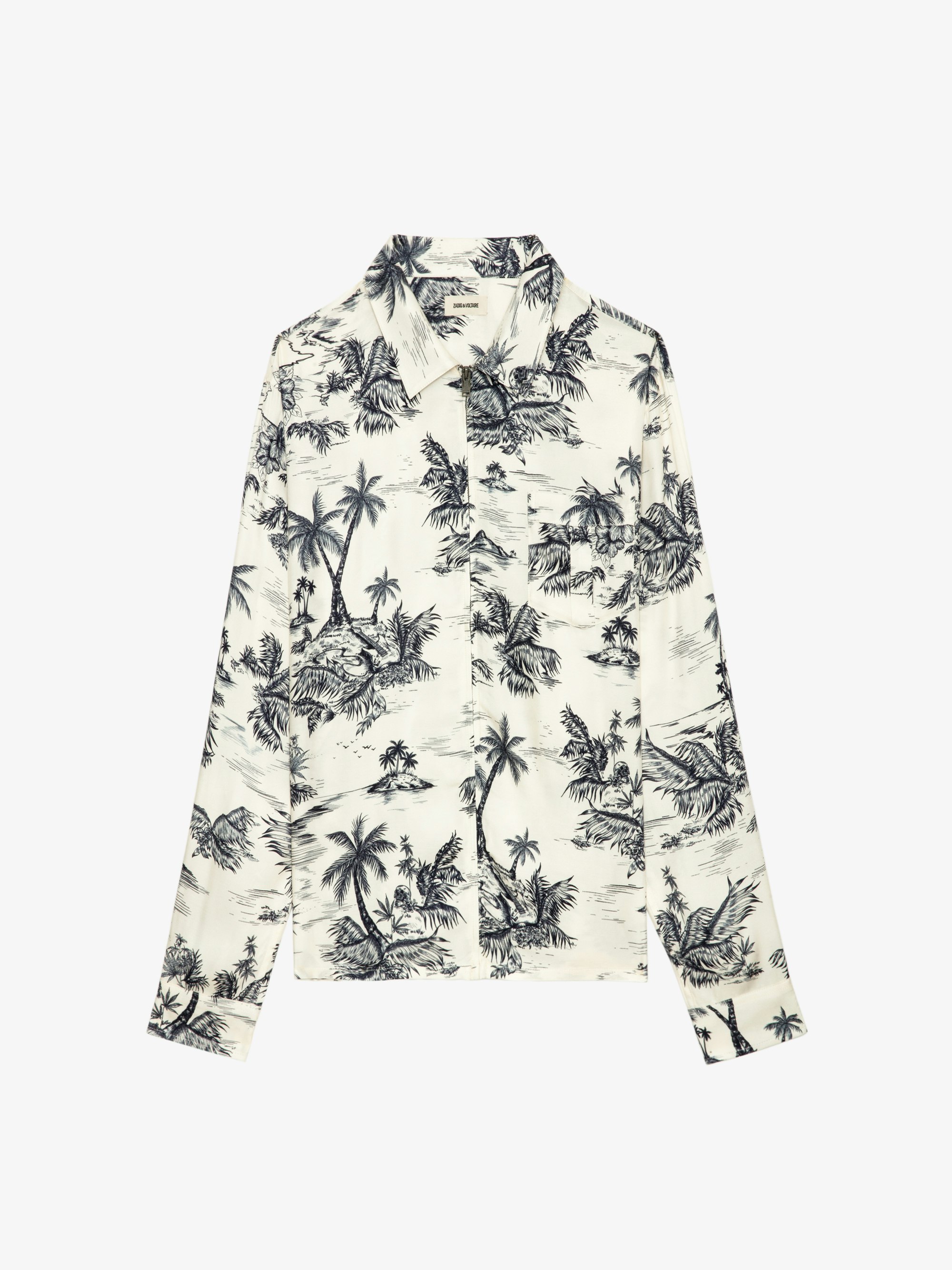 Suzy Shirt - Printed viscose casual shirt with zip, long sleeves.