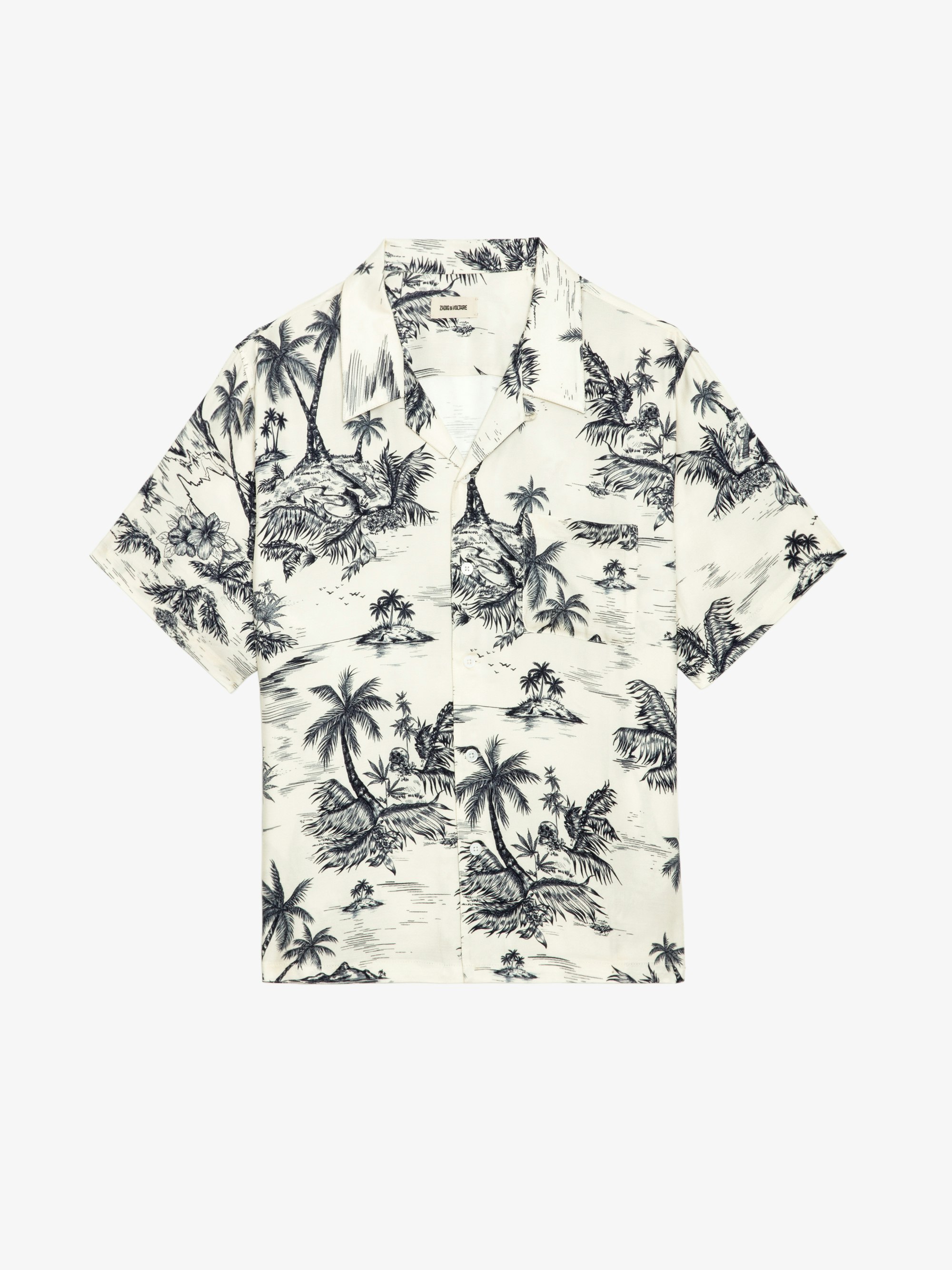 Slony Shirt - Casual shirt in printed viscose with wing embroidery, short sleeves and button fastening.