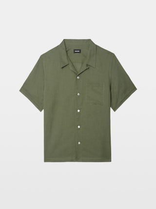 Slony Shirt - Casual linen/cotton shirt with embroidered wings, short sleeves and button fastening.