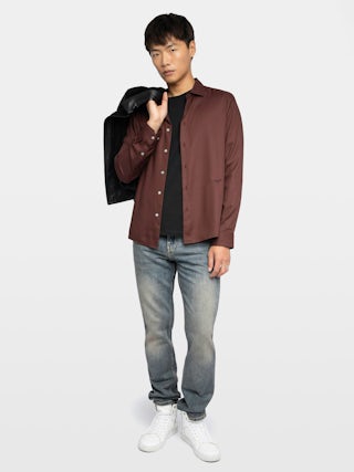 Sunay Shirt - Fluid fitted shirt with wing embroidery, long sleeves and button closure.