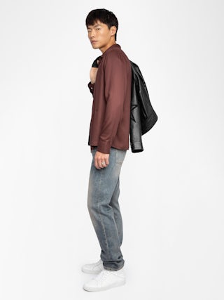 Sunay Shirt - Fluid fitted shirt with wing embroidery, long sleeves and button closure.