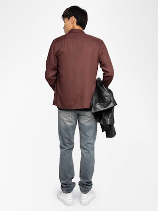 Sunay Shirt - Fluid fitted shirt with wing embroidery, long sleeves and button closure.