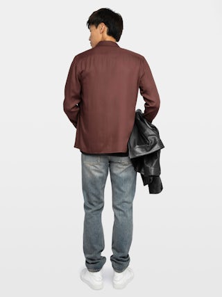 Sunay Shirt - Fluid fitted shirt with wing embroidery, long sleeves and button closure.