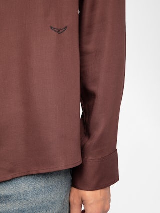 Sunay Shirt - Fluid fitted shirt with wing embroidery, long sleeves and button closure.